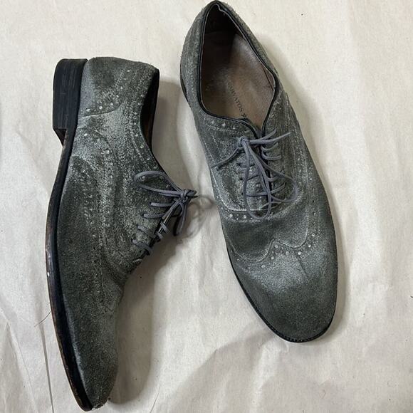 JOHN VARVATOS‎ SID BROGUE WING OXFORD SMOKE SHOES SIZE 8M - Picture 2 of 6